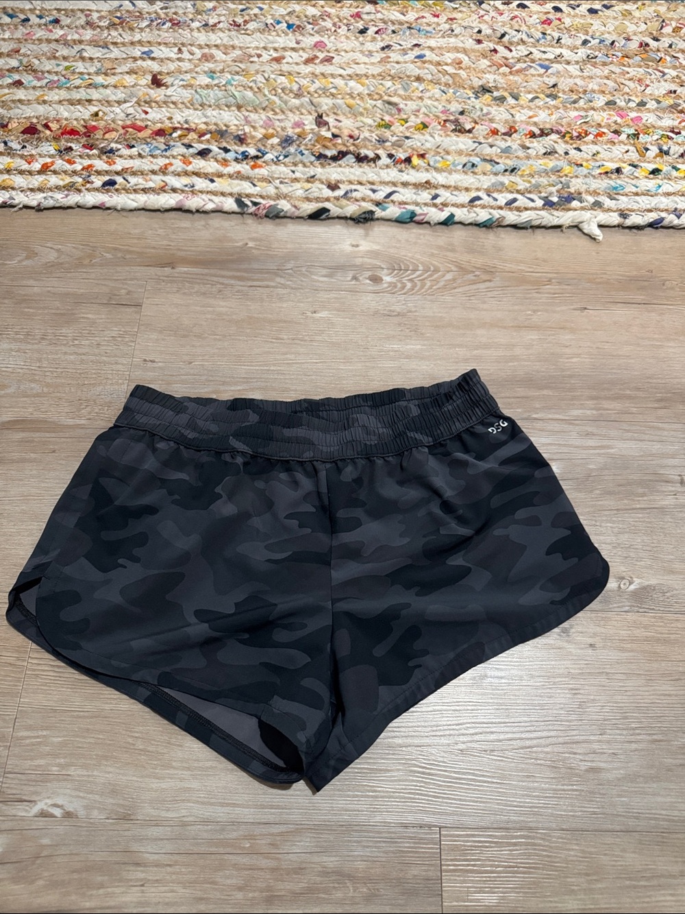 Black Camo Women's Athletic Shorts with Elastic Waistband